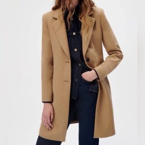 ZARA WOMEN WOOL BLEND COAT MENSWEAR  STYLE CAMEL Large